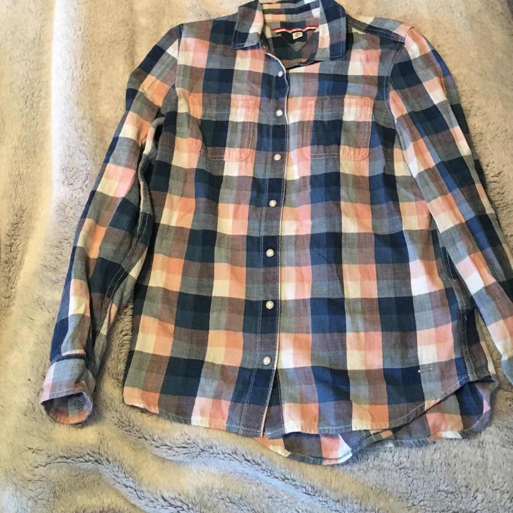 Women’s Tommy Hilfiger Blue and Pink Plaid Flannel